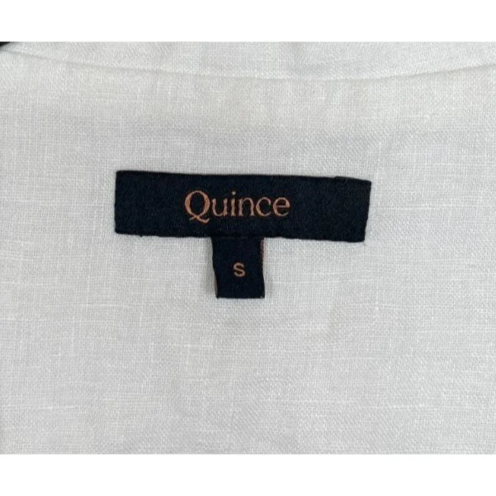 Quince 100% European Linen Short Sleeve Shirt Womens S White Button Front Top